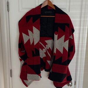 Zara Red and Black Geometric Cape